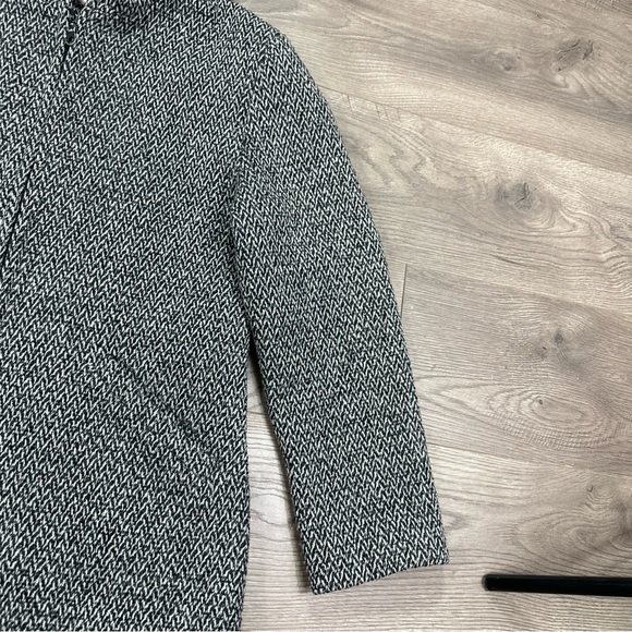 Vintage Paul Levy Wool Hooded Jacket Coat Full Zip Grey Black Herringbone Small - Picture 5 of 10